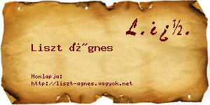 Liszt Ágnes névjegykártya